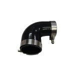 Codo de silicona alta presión 90° 2.5″ a 2″ color negro + abrazaderas