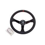 Volante deportivo cóncavo Epman racing PVC 350mm negro con rojo