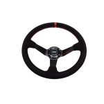 Volante deportivo cóncavo Epman racing Suede 350mm negro con rojo