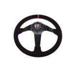 Volante deportivo cóncavo Epman racing Suede 350mm negro con rojo - Imagen 2