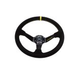 Volante deportivo cóncavo Epman racing Suede 350mm negro con amarillo