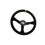 Volante deportivo cóncavo Epman racing Suede 350mm negro con amarillo - Imagen 4