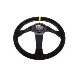 Volante deportivo cóncavo Epman racing Suede 350mm negro con amarillo - Imagen 3