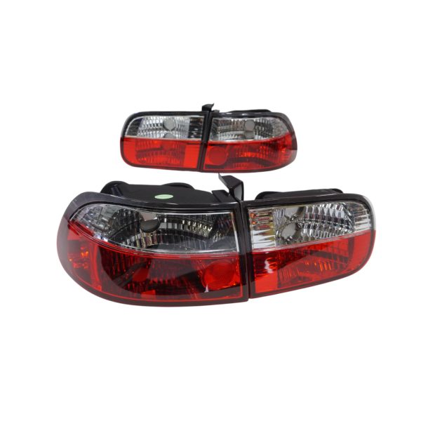 Focos traseros euro Honda Civic 92-95 3P EG fondo rojo cristal