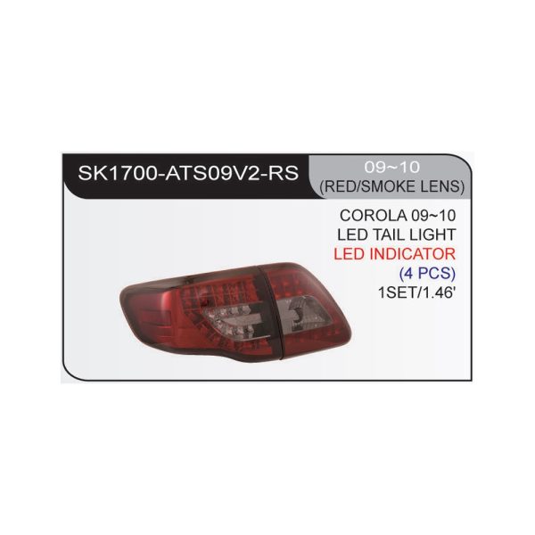 Focos traseros LED Toyota Corolla 09-10 4P fondo rojo ahumado SONAR