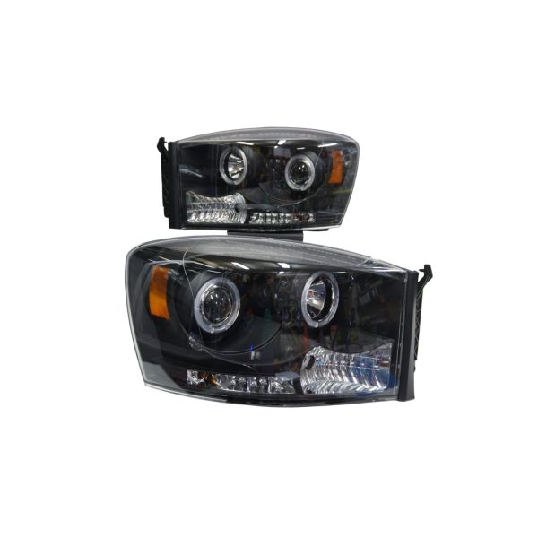 Ópticos delanteros Dodge RAM 06-08 fondo negro YJM