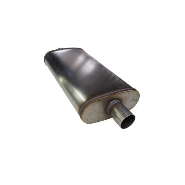 Escape silenciador alto flujo 2" acero ovalado 24" largo