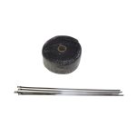 Cinta térmica de escape color negro 10Mx2″ + abrazaderas