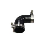 Codo de silicona alta presión 90° 2.25″ a 2″ color negro + abrazaderas