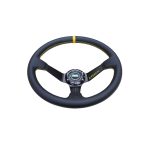 Volante deportivo cóncavo Epman racing PVC 350mm negro con amarillo - Imagen 3