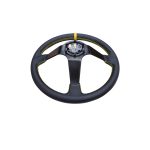 Volante deportivo cóncavo Epman racing PVC 350mm negro con amarillo - Imagen 4
