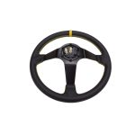 Volante deportivo cóncavo Epman racing PVC 350mm negro con amarillo - Imagen 2