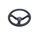 Volante deportivo cóncavo Epman racing PVC 350mm negro con azul - Imagen 3