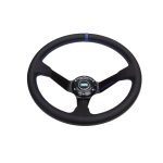 Volante deportivo cóncavo Epman racing PVC 350mm negro con azul