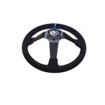 Volante deportivo cóncavo Epman racing Suede 350mm negro con azul - Imagen 3