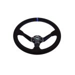 Volante deportivo cóncavo Epman racing Suede 350mm negro con azul - Imagen 4
