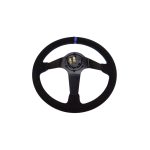 Volante deportivo cóncavo Epman racing Suede 350mm negro con azul - Imagen 2