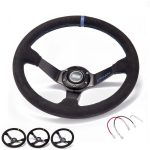 Volante 350mm tipo drift rally gamuza rojo Epman - Imagen 2