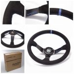 Volante 350mm tipo drift rally gamuza rojo Epman - Imagen 3