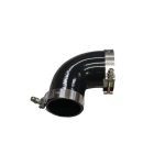 Codo 90° 3″ a 2.5″ silicona color negro + abrazaderas