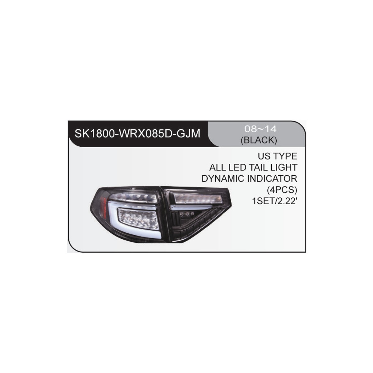 SK1800-WRX085D-GJM Focos traseros full LED Subaru Impreza 08-14 5P hatchback fondo negro - Imagen 1